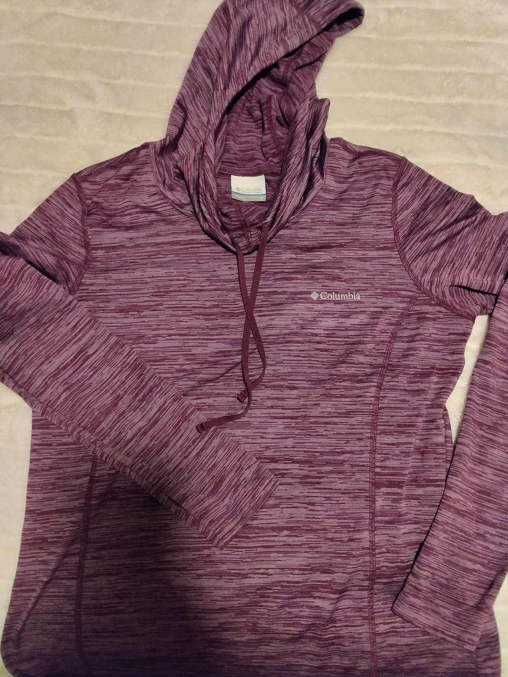 Columbia Women’s M Purple Heathered Pullover Hoodie Polyester Logo Outdoor